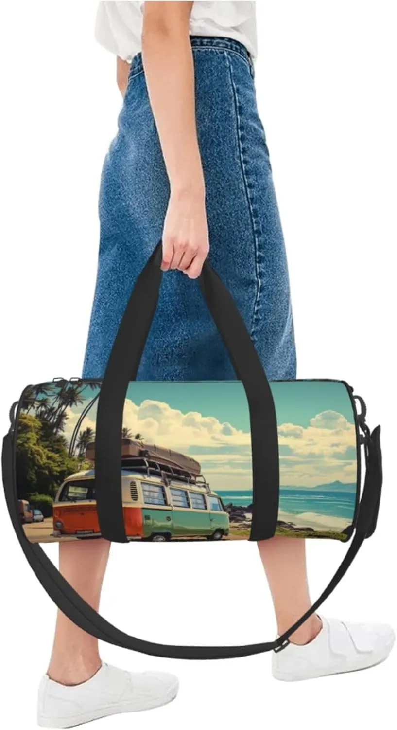 Summer Road Trip Travel Duffle Bag for Men Women Sport Gym Bag Foldable Weekender Bag Carry on Overnight Bag for Travel Swimming Basketball