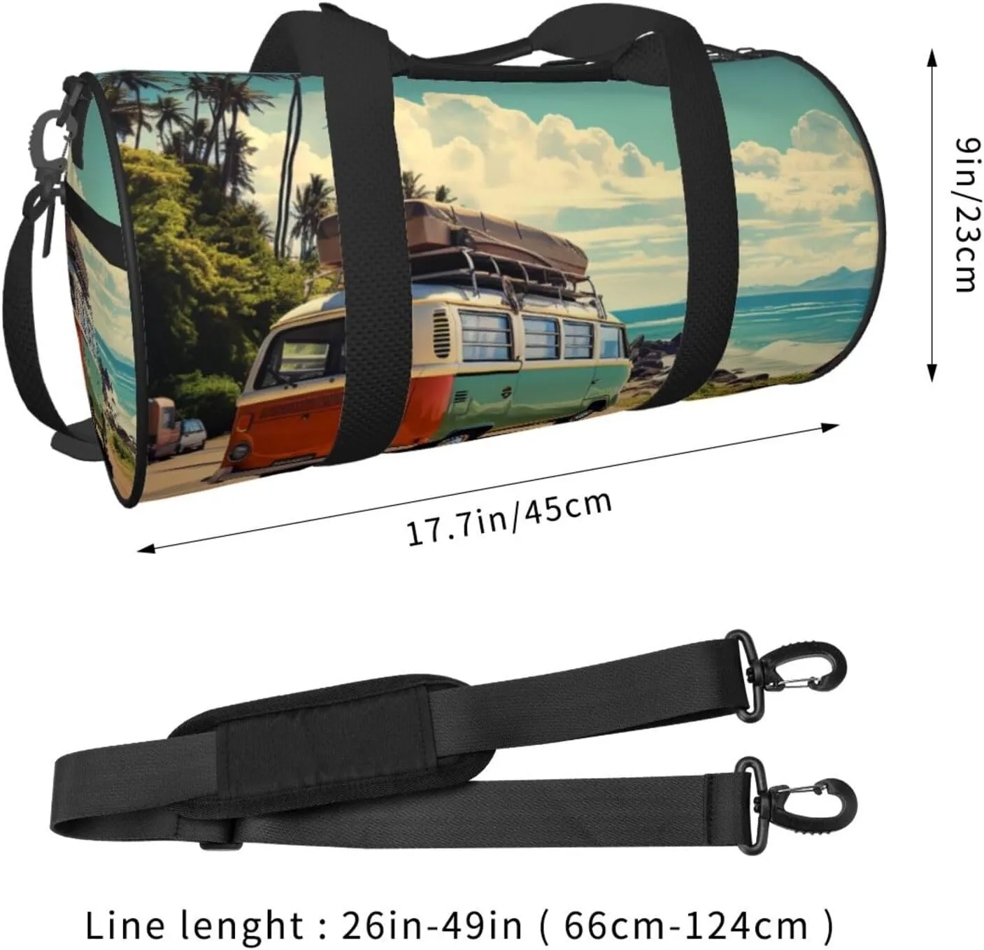 Summer Road Trip Travel Duffle Bag for Men Women Sport Gym Bag Foldable Weekender Bag Carry on Overnight Bag for Travel Swimming Basketball