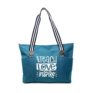 Teach Love Inspire Tessa Teal Tote Bag for Teachers