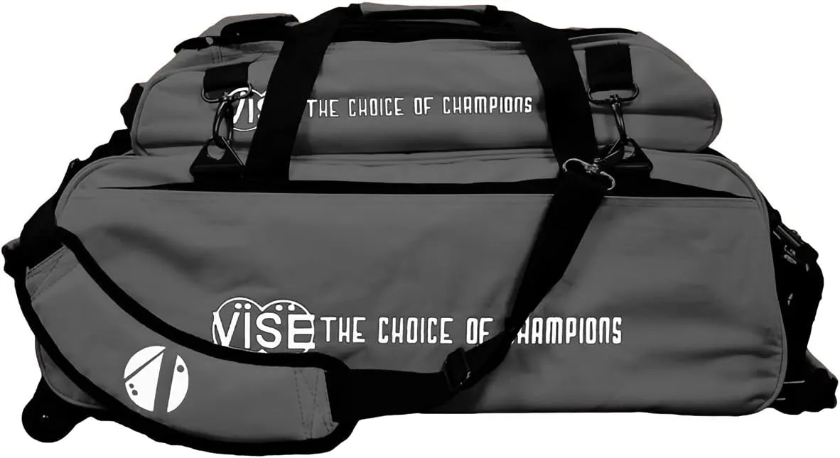 Vise Three Ball Tote Roller Bowling Bag with Shoe Pouch Grey