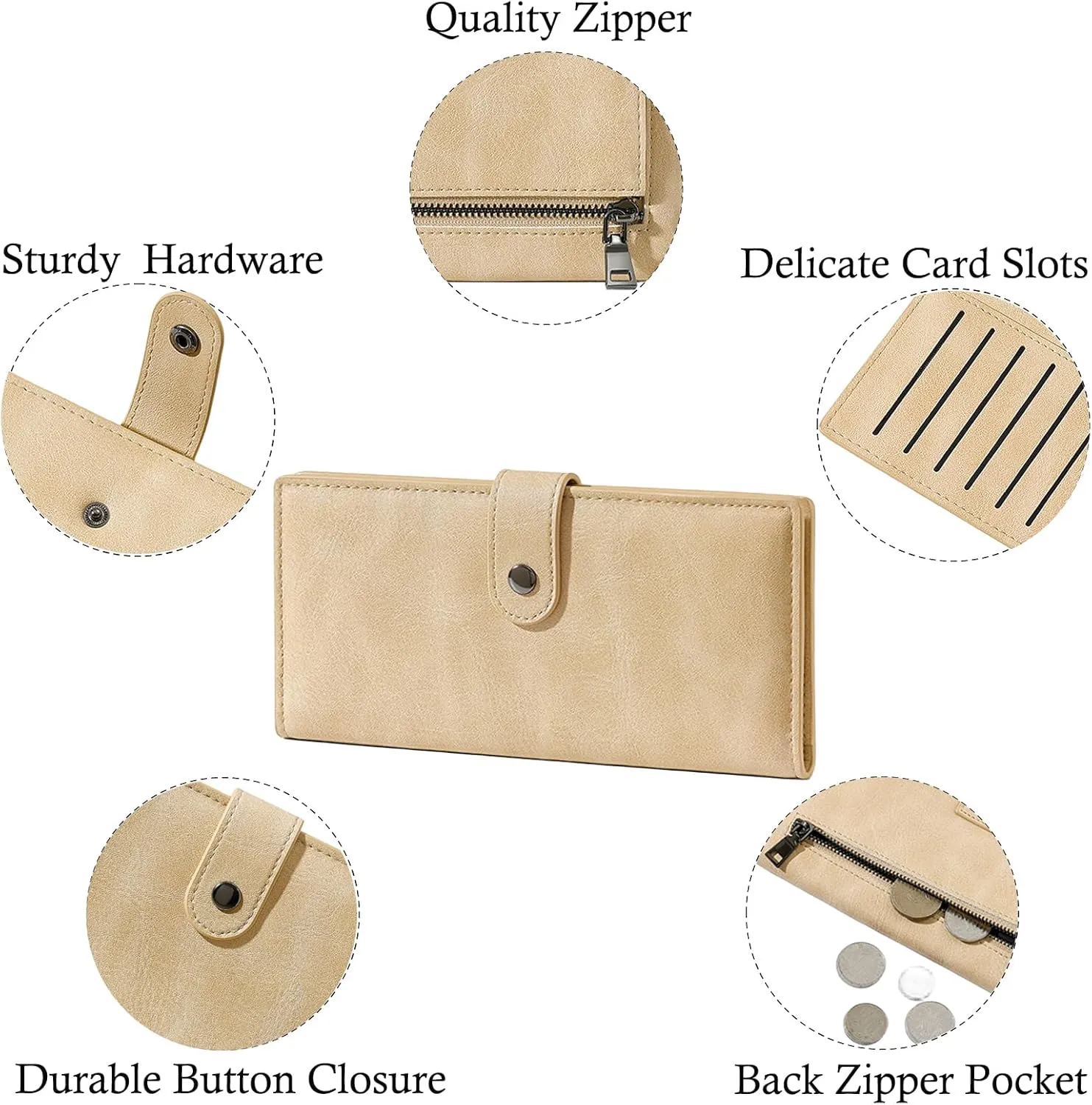 Wallets for Women Slim Thin Soft Leather RFID Blocking Credit Card Holder Bifold Long Ladies Wallet Clutch