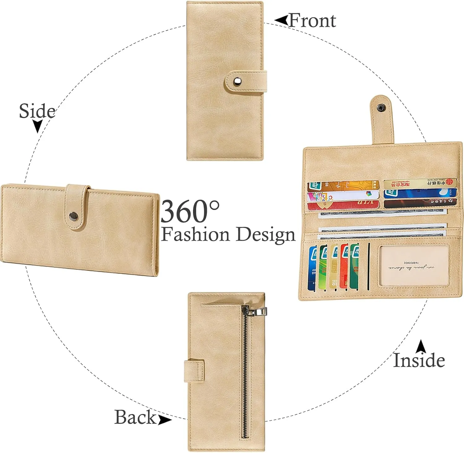 Wallets for Women Slim Thin Soft Leather RFID Blocking Credit Card Holder Bifold Long Ladies Wallet Clutch