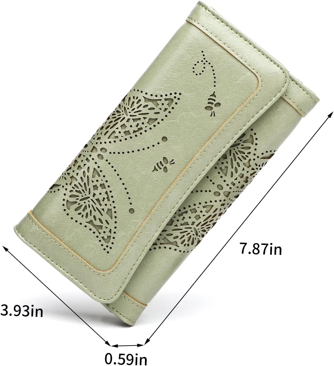 Womens Wallets RFID Blocking Leather Clutch Long Wallet for Women Card Holder Phone Organizer Ladies Travel Purses Green