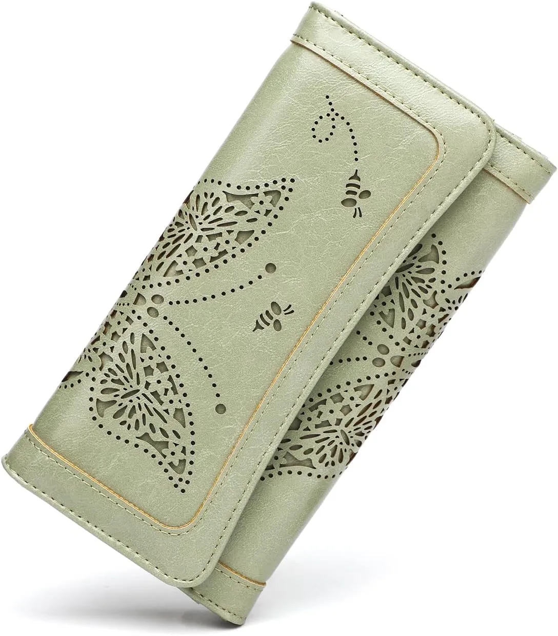 Womens Wallets RFID Blocking Leather Clutch Long Wallet for Women Card Holder Phone Organizer Ladies Travel Purses Green