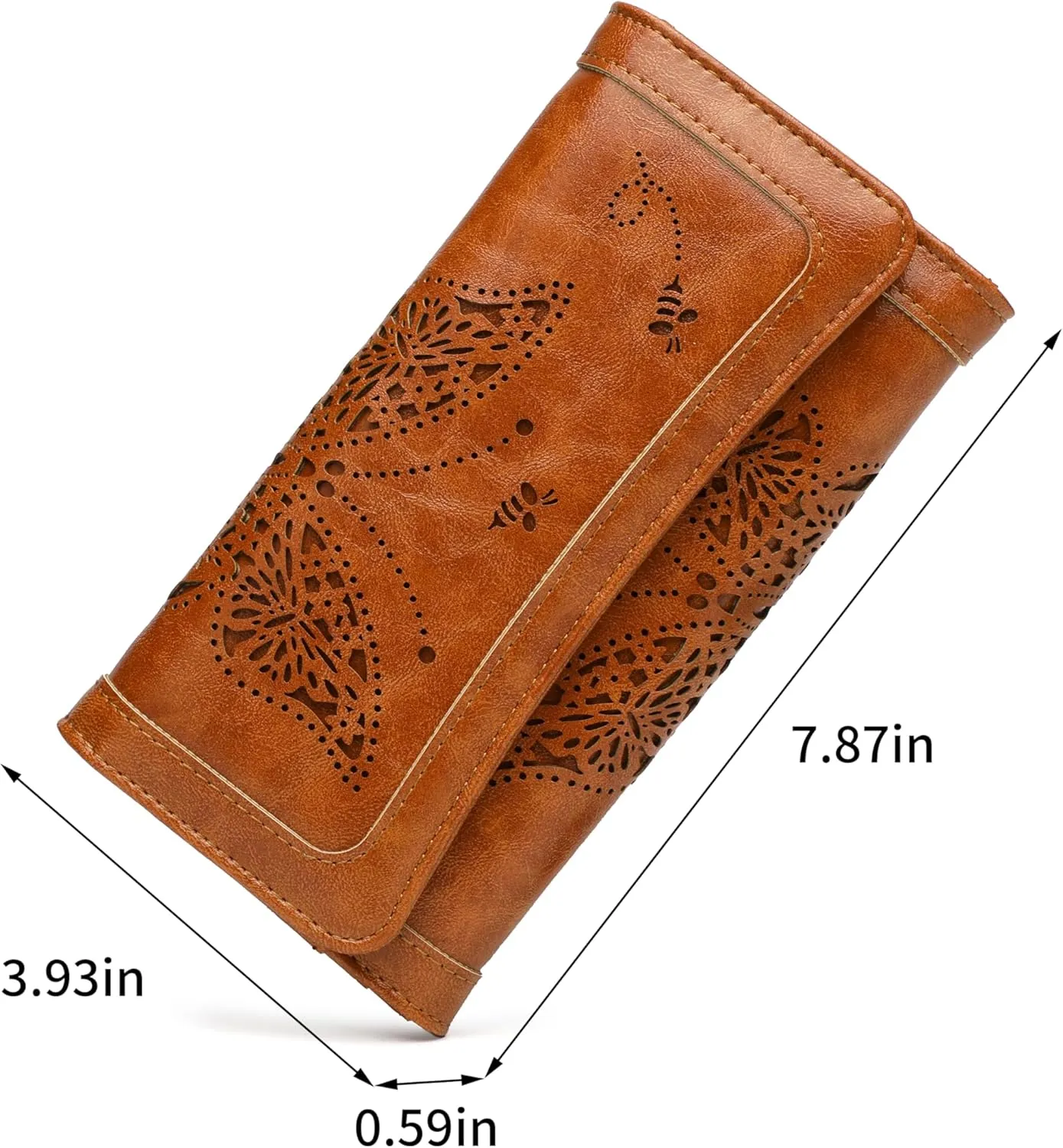 Womens Wallets RFID Blocking Leather Clutch Long Wallet for Women Card Holder Phone Organizer Ladies Travel Pursesn Caramel